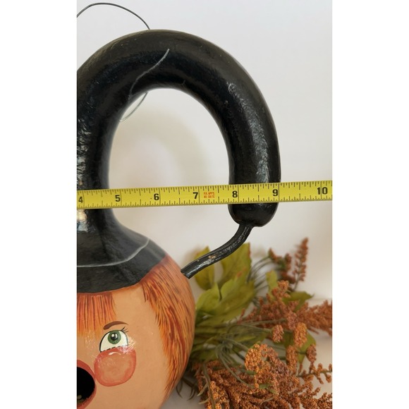Hand Painted Cute Girl Witch Gourd Halloween Decoration/Hanging‎ Bird House - Picture 9 of 10